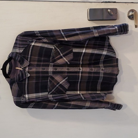 Free People Black and Gray Wesley Plaid Button Down Shirt S - Picture 5 of 6